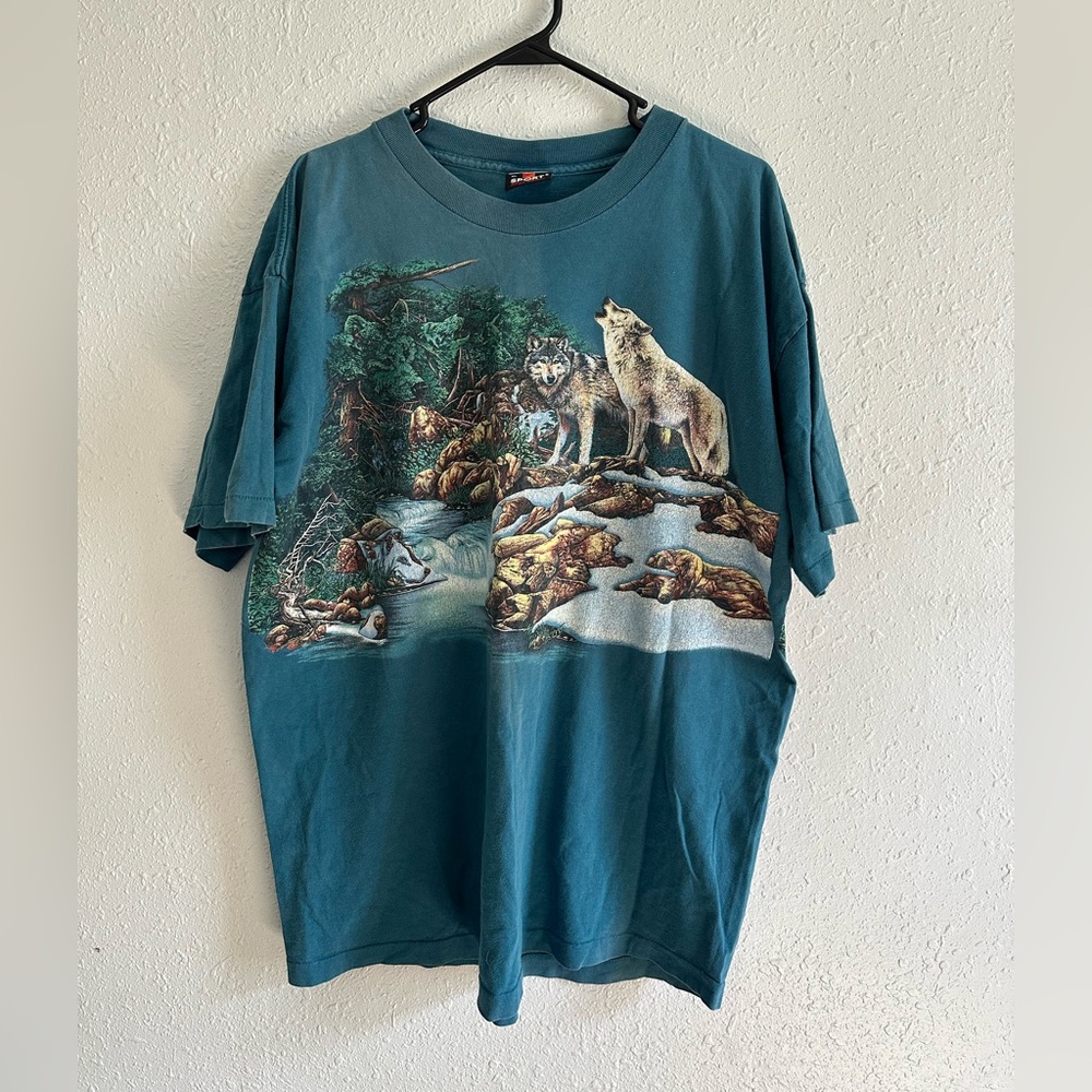 Graphic Wolf Print Men's Shirt